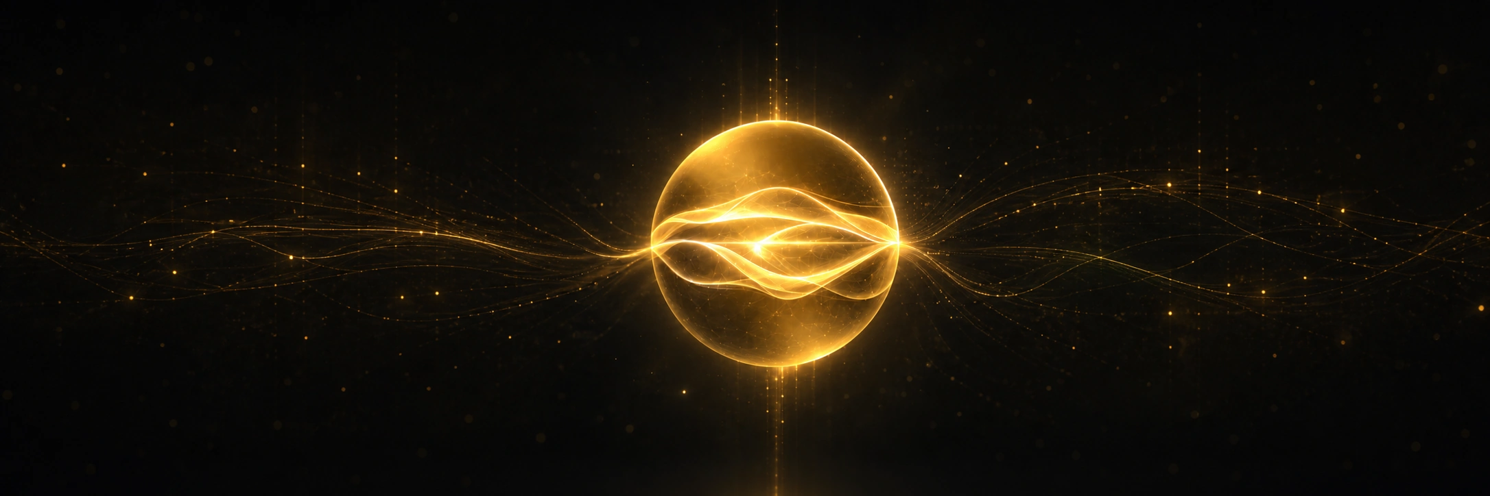 Orbe dourado da Ally envolvido por fluxos luminosos